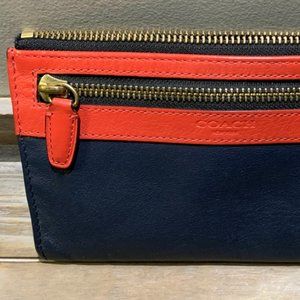 Coach Wristlet- Navy Blue, Red